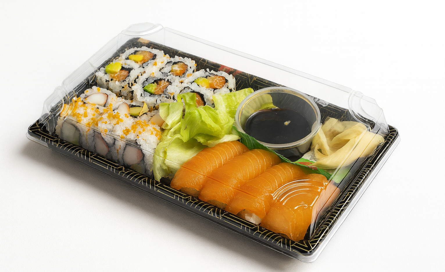 Ready-to-go sushi takeout box